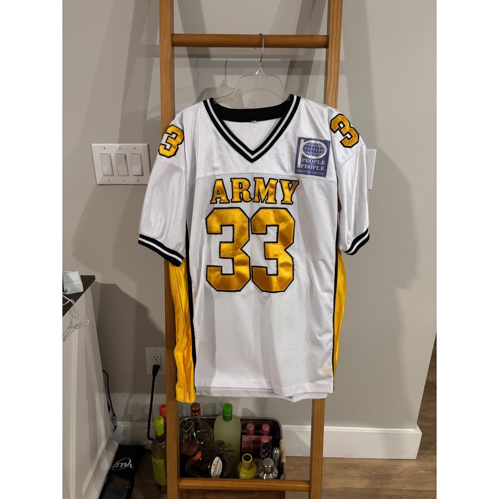 Vintage Army #33 Football Jersey White Gold Mesh People to People Seoul Size 50